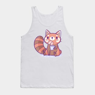 Red Panda Drinking Coffee Tank Top